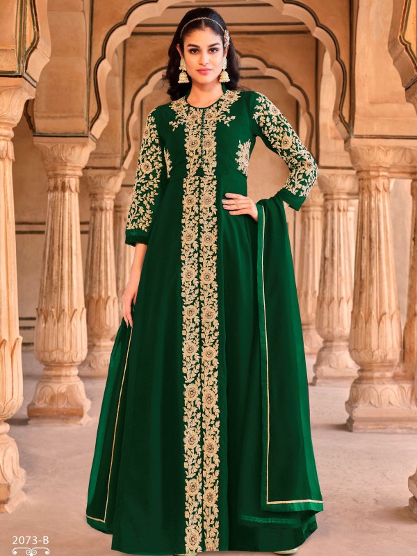 Divine Dark Green Georgette Designer Salwar Kameez